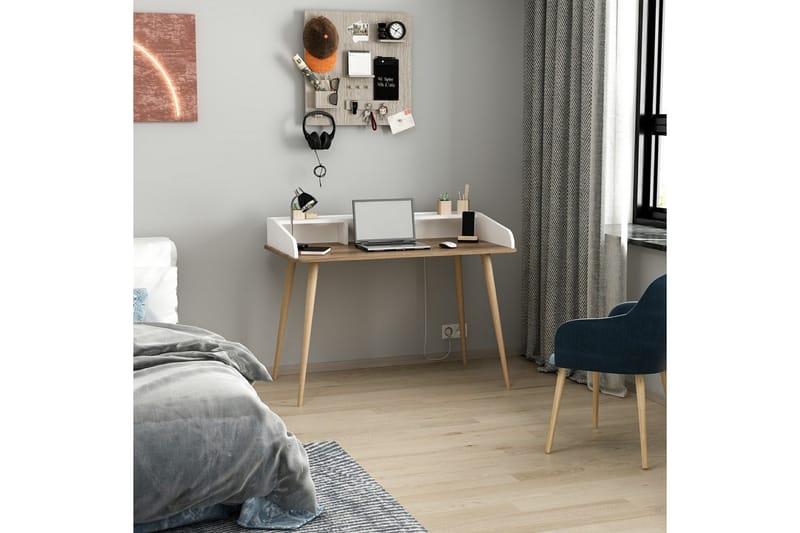 Mir Skrivebord 120 cm - Brun/Hvid - Møbler - Borde - Kontorbord - Skrivebord