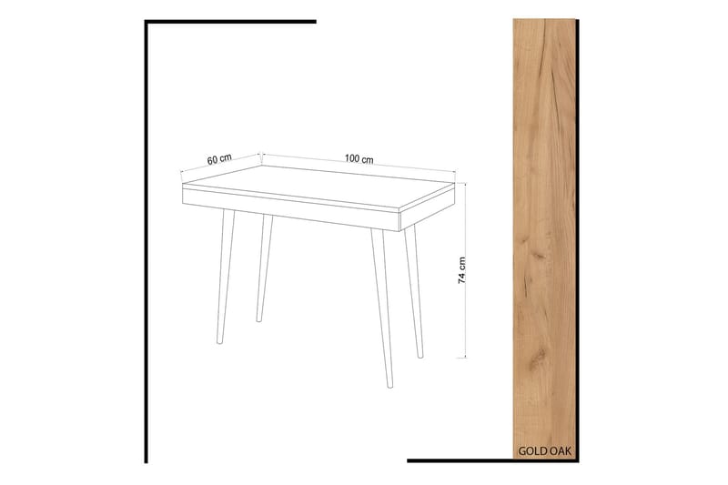 Mod Design Skrivebord 100 cm - Egefarvet - Skrivebord