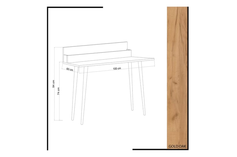 Mod Design Skrivebord 100 cm med Opbevaring Rum - Træ - Skrivebord