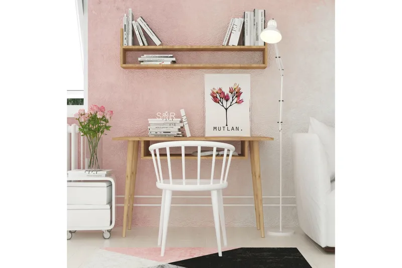 Mod Design Skrivebord 120 cm med Opbevaring Væghylde, Træ