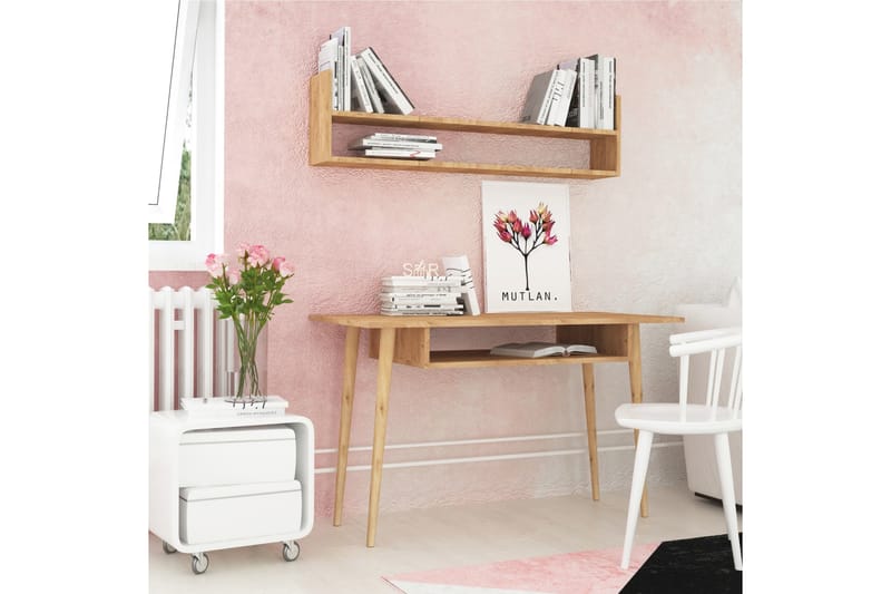 Mod Design Skrivebord 120 cm med Opbevaring Væghylde - Træ - Skrivebord