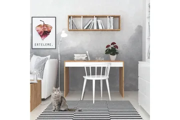 Mod Design Skrivebord 120 cm med Opbevaring Væghylde - Træ/Hvid - Møbler - Borde - Kontorbord - Skrivebord