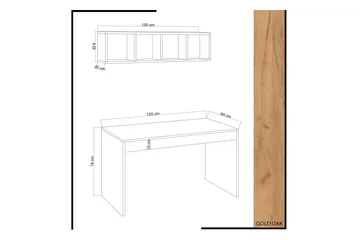 Mod Design Skrivebord 120 cm med Opbevaring Væghylde - Træ/Hvid - Møbler - Borde - Kontorbord - Skrivebord