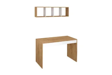 Mod Design Skrivebord 120 cm med Opbevaring Væghylde - Træ/Hvid - Møbler - Borde - Kontorbord - Skrivebord