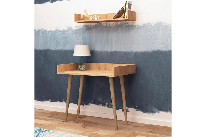 Mod Design Skrivebord 90 cm med Opbevaring Væghylde - Træ - Møbler - Borde - Kontorbord - Skrivebord