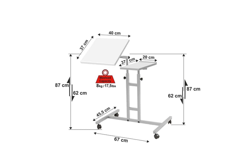 Morse Ståskrivebord 67 cm - Hvid - hæve-sænke-bord - Skrivebord