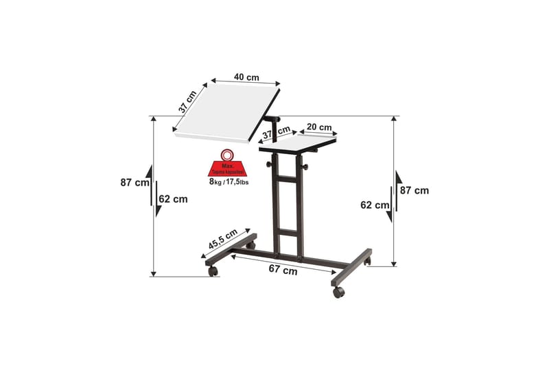 Morse Ståskrivebord 67 cm - Hvid/Sort - Møbler - Borde - Kontorbord - Skrivebord - hæve-sænke-bord