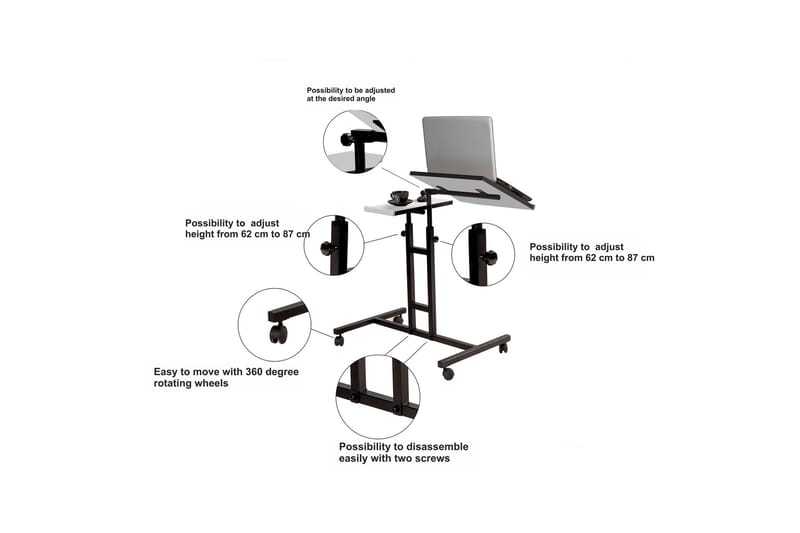 Morse Ståskrivebord 67 cm - Hvid/Sort - hæve-sænke-bord - Skrivebord