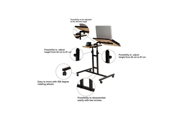 Morse Ståskrivebord 67 cm - Træ/natur/Sort - Møbler - Borde - Kontorbord - Skrivebord - hæve-sænke-bord