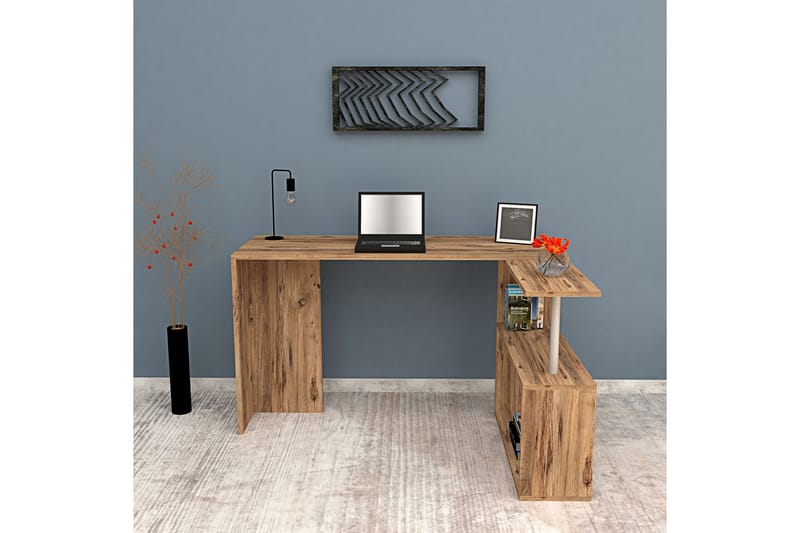 Mossboda Skrivebord 130 cm med Opbevaring 2 Hylder - Mørkebrun - Skrivebord