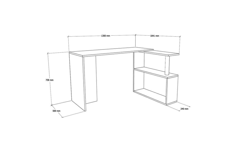Mossboda Skrivebord 130 cm med Opbevaring 2 Hylder - Mørkebrun - Møbler - Borde - Kontorbord - Skrivebord