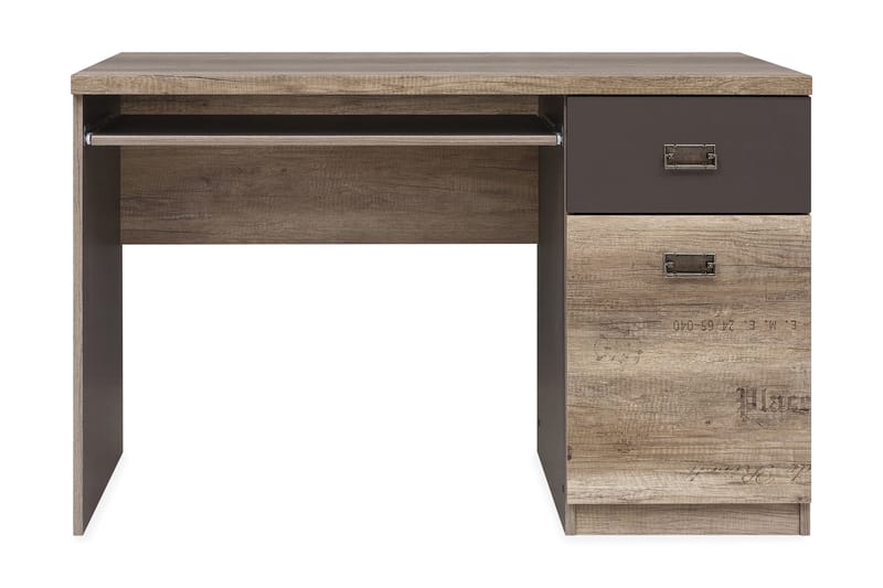 Movico Skrivebord 120 cm med Opbevaring Skuffe + Skab - Egefarvet/Grå - Skrivebord