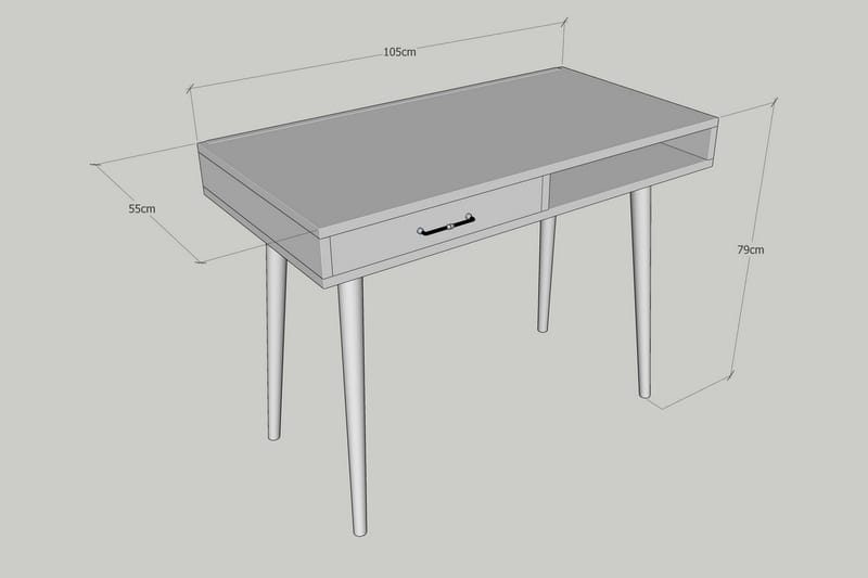 Myrvallen Skrivebord 105 cm med Opbevaring Hylde + Skuffe - Brun - Skrivebord
