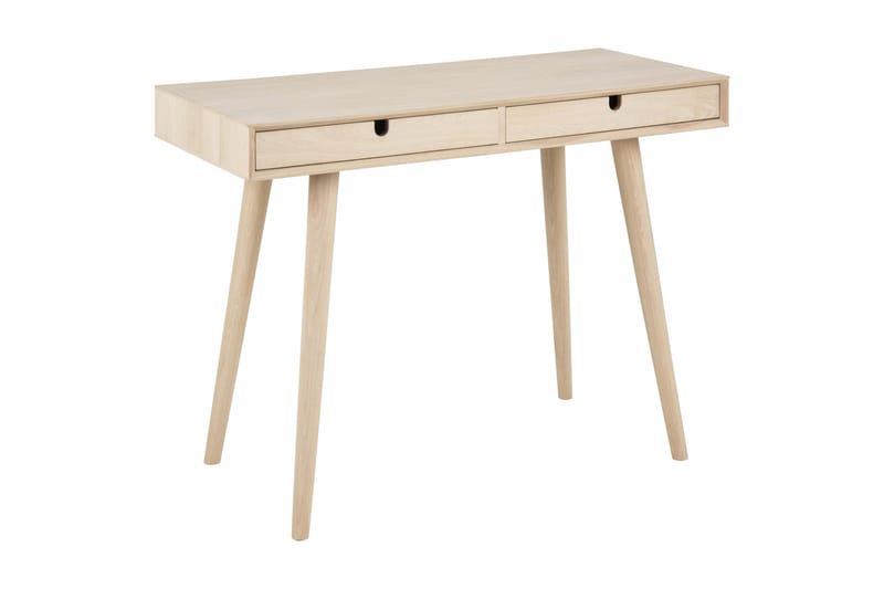 Myrviken Skrivebord 100 cm med Opbevaring 2 Skuffer - Hvidlaseret Eg - Møbler - Borde - Kontorbord - Skrivebord