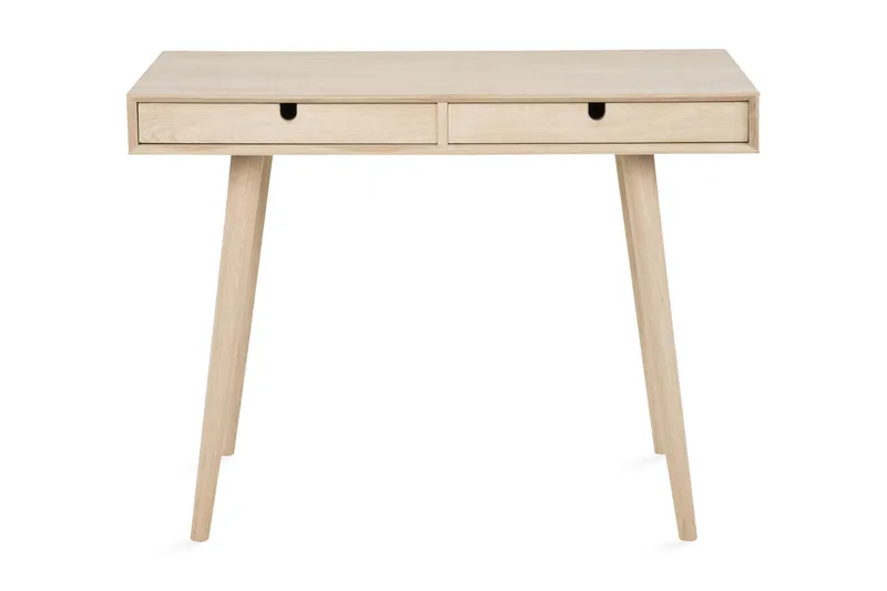 Myrviken Skrivebord 100 cm med Opbevaring 2 Skuffer, Hvidlaseret Eg