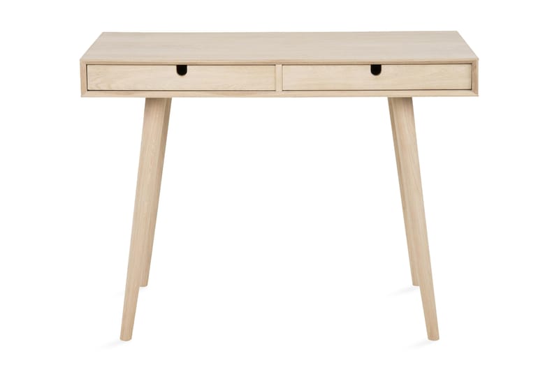 Myrviken Skrivebord 100 cm med Opbevaring 2 Skuffer, Hvidlaseret Eg