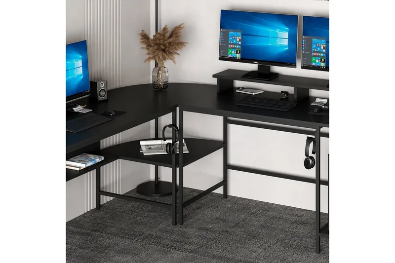 Nafe Hjørneskrivebord - Sort - Møbler - Borde - Kontorbord - Skrivebord - hjørneskrivebord