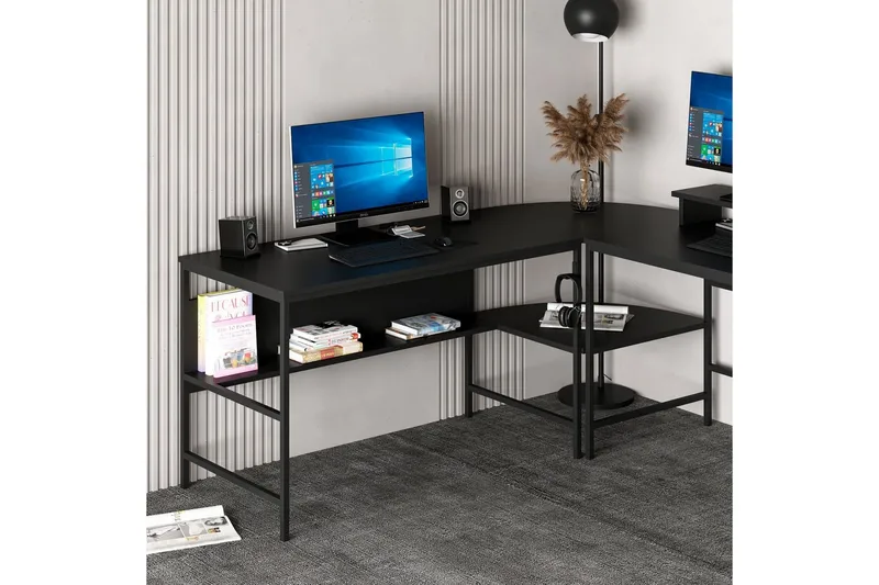 Nafe Hjørneskrivebord - Sort - Møbler - Borde - Kontorbord - Skrivebord - hjørneskrivebord