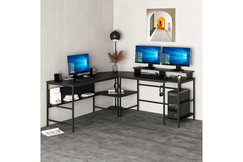 Nafe Hjørneskrivebord, Sort