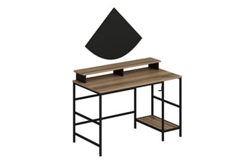 Nafe Skrivebord 120 cm med Hylder i Træ med Metalstel - Brun - Møbler - Borde - Kontorbord - Skrivebord