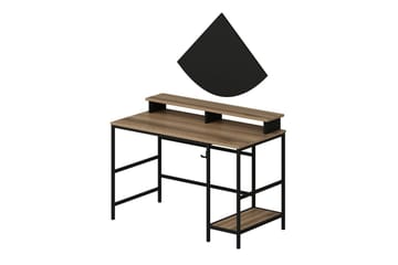 Nafe Skrivebord 120 cm med Hylder i Træ med Metalstel - Brun - Møbler - Borde - Kontorbord - Skrivebord