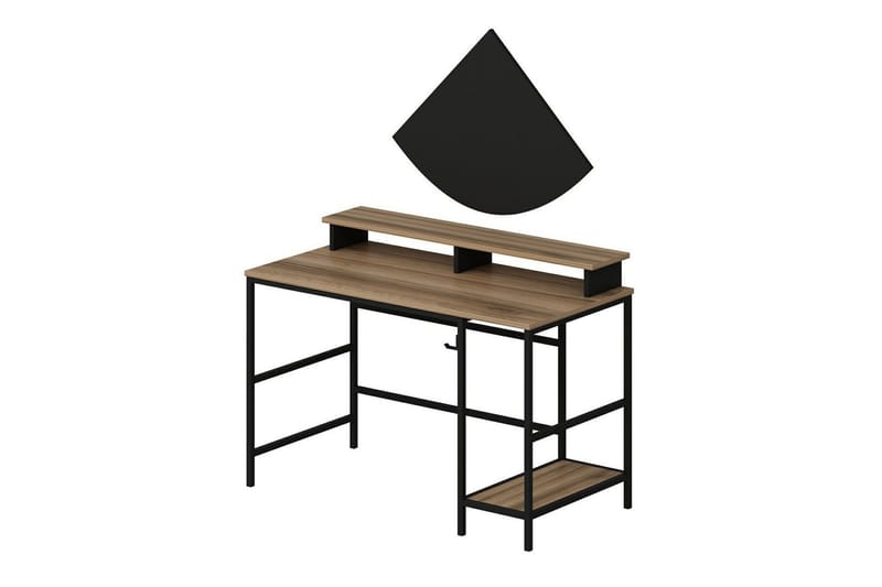 Nafe Skrivebord 120 cm med Hylder i Træ med Metalstel - Brun - Møbler - Borde - Kontorbord - Skrivebord