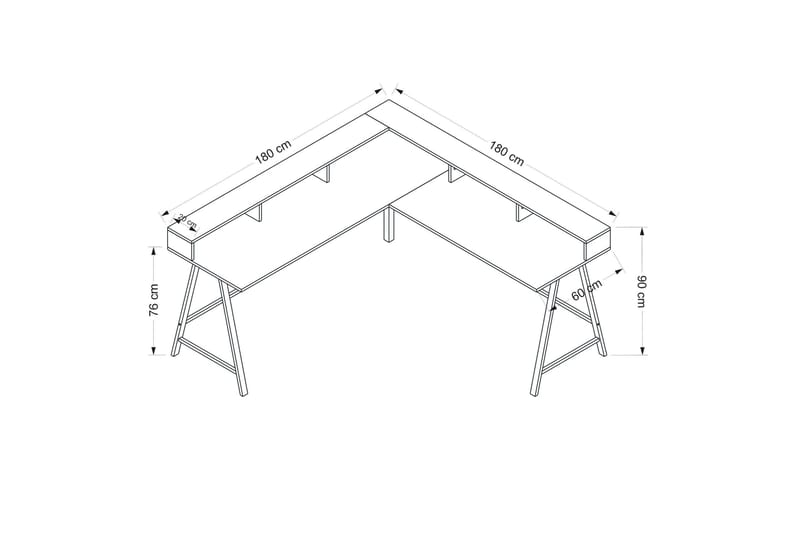 Nagender Hjørneskrivebord - Sort - Møbler - Borde - Kontorbord - Skrivebord - hjørneskrivebord