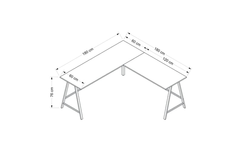 Nagender Skrivebord 180 cm - Hvid - Skrivebord