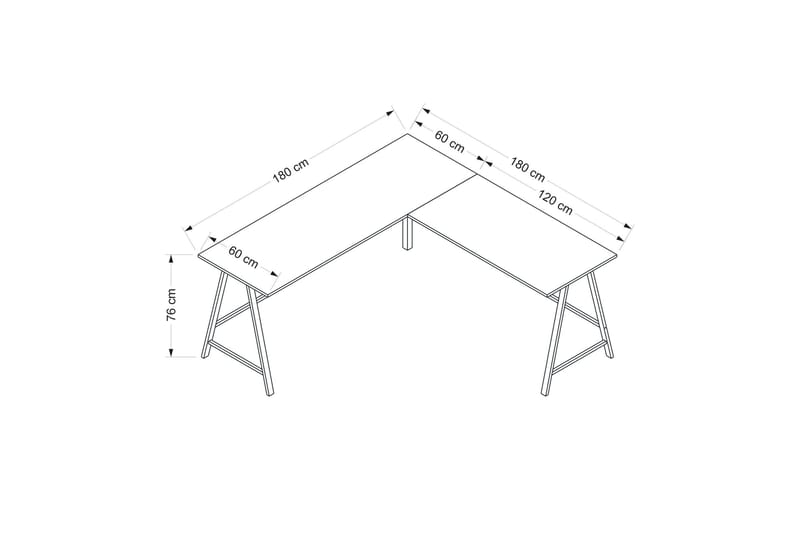 Nagender Skrivebord 180 cm - Sort - Møbler - Borde - Kontorbord - Skrivebord