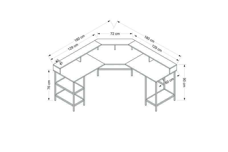 Naina Hjørneskrivebord - Sort - Møbler - Borde - Kontorbord - Skrivebord - hjørneskrivebord