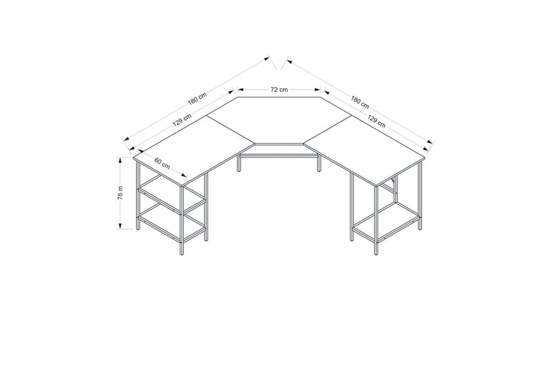 Naina Skrivebord 180 cm - Sort - Skrivebord