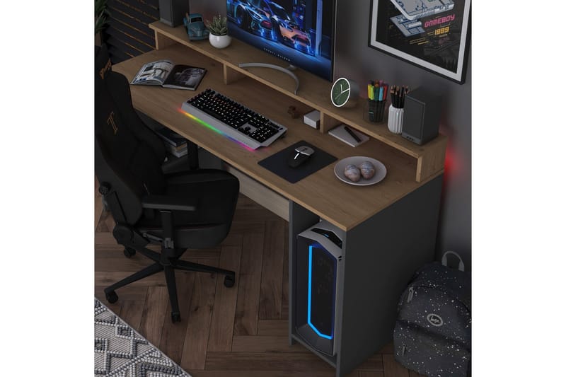 Nanak Skrivebord 160 cm - Valnød finér/Antracit - Møbler - Borde - Kontorbord - Skrivebord