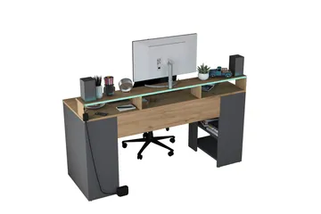 Nanak Skrivebord 160 cm - Valnød finér/Antracit - Møbler - Borde - Kontorbord - Skrivebord