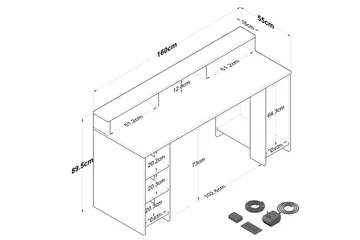 Nanak Skrivebord 160 cm - Valnød finér/Antracit - Møbler - Borde - Kontorbord - Skrivebord