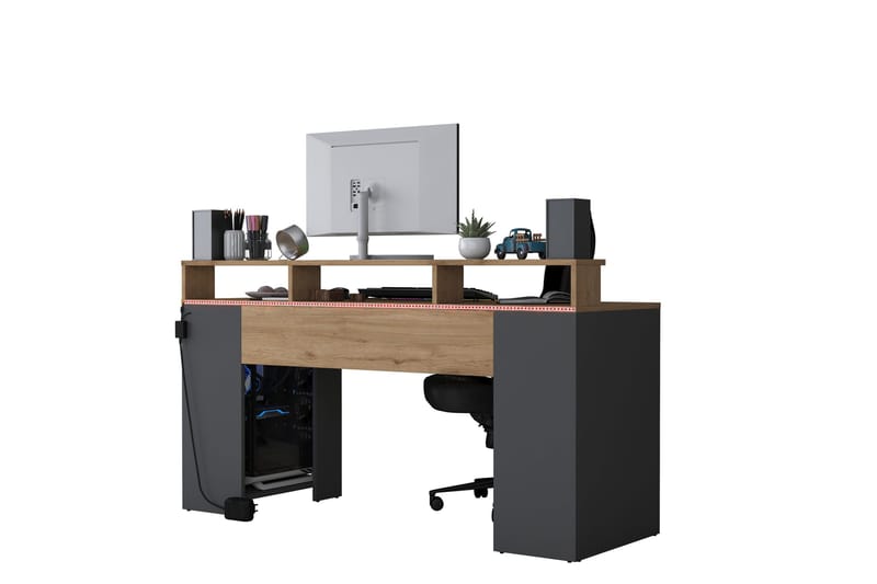 Nanak Skrivebord 160 cm - Valnød finér/Antracit - Møbler - Borde - Kontorbord - Skrivebord