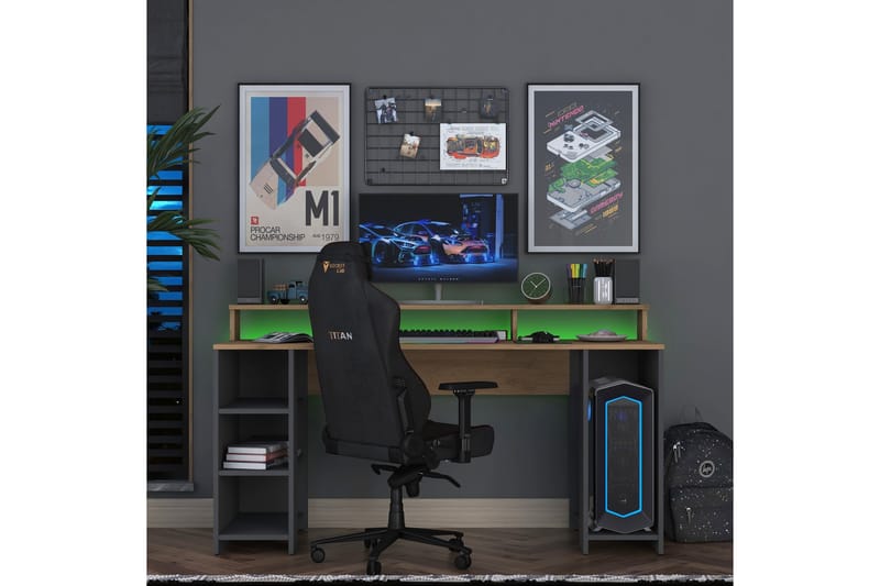 Nanak Skrivebord 160 cm - Valnød finér/Antracit - Møbler - Borde - Kontorbord - Skrivebord