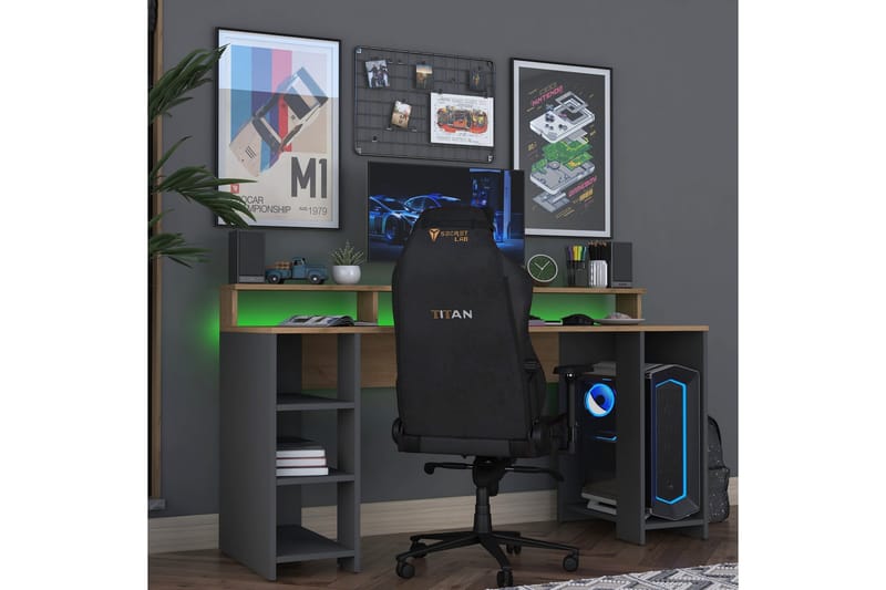 Nanak Skrivebord 160 cm - Valnød finér/Antracit - Møbler - Borde - Kontorbord - Skrivebord