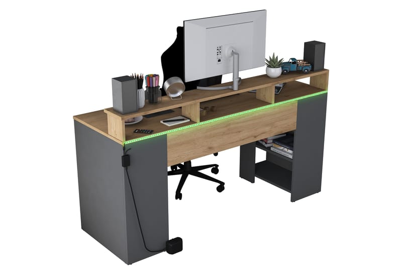 Nanak Skrivebord 160 cm - Valnød finér/Antracit - Møbler - Borde - Kontorbord - Skrivebord