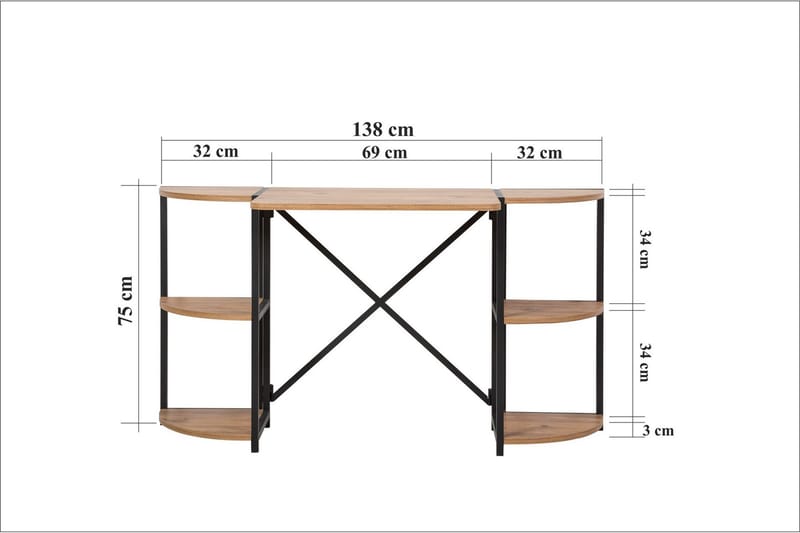 Narang Skrivebord 138 cm - Brun/Sort - Skrivebord