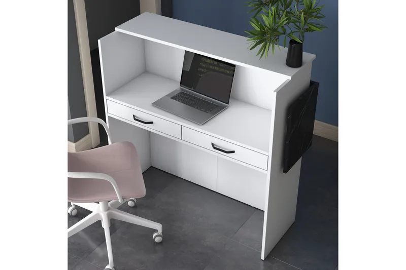 Naruto Skrivebord 110 cm - Marmor/Hvid - Møbler - Borde - Kontorbord - Skrivebord