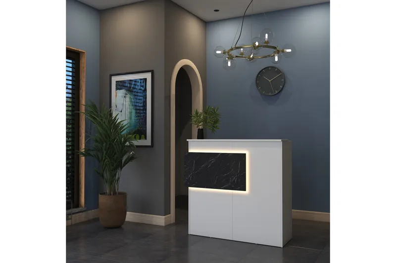 Naruto Skrivebord 110 cm - Marmor/Hvid - Møbler - Borde - Kontorbord - Skrivebord