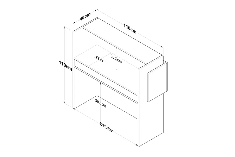 Naruto Skrivebord 110 cm - Marmor/Hvid - Møbler - Borde - Kontorbord - Skrivebord