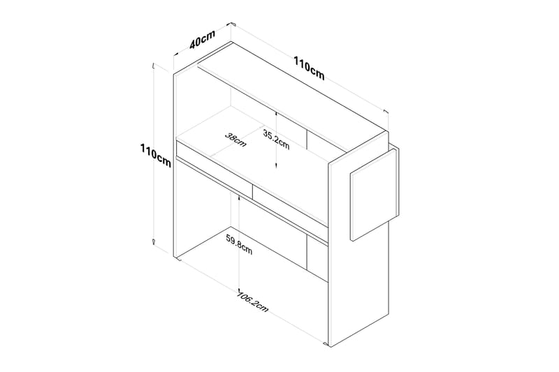 Naruto Skrivebord 110 cm - Marmor/Hvid - Skrivebord