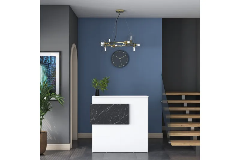 Naruto Skrivebord 110 cm - Marmor/Hvid - Møbler - Borde - Kontorbord - Skrivebord