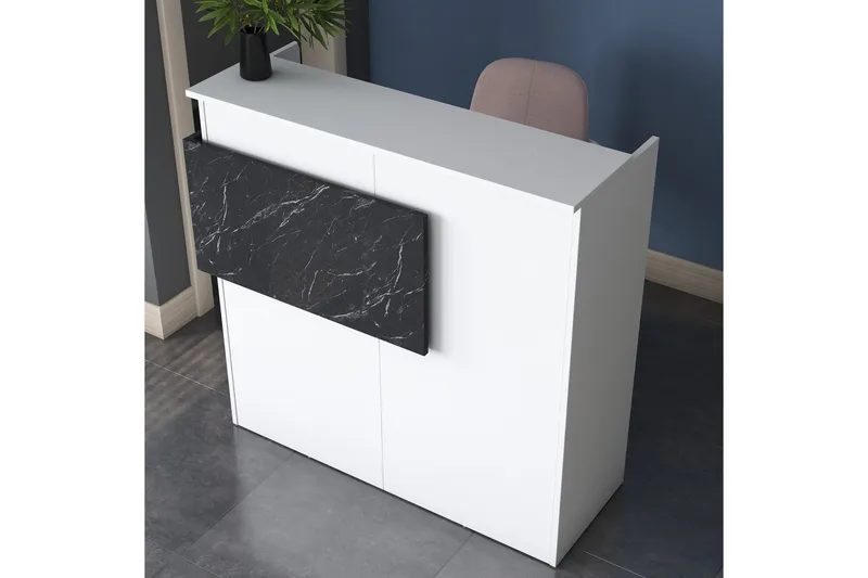 Naruto Skrivebord 110 cm - Marmor/Hvid - Møbler - Borde - Kontorbord - Skrivebord