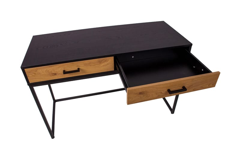 Nauerna Skrivebord 120 cm med Opbevaring 2 Skuffer - Egefarvet/Sort - Skrivebord