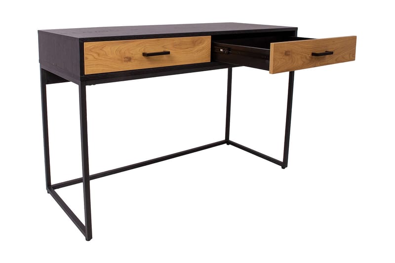 Nauerna Skrivebord 120 cm med Opbevaring 2 Skuffer - Egefarvet/Sort - Møbler - Borde - Kontorbord - Skrivebord