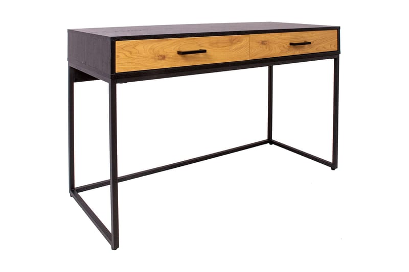 Nauerna Skrivebord 120 cm med Opbevaring 2 Skuffer - Egefarvet/Sort - Møbler - Borde - Kontorbord - Skrivebord