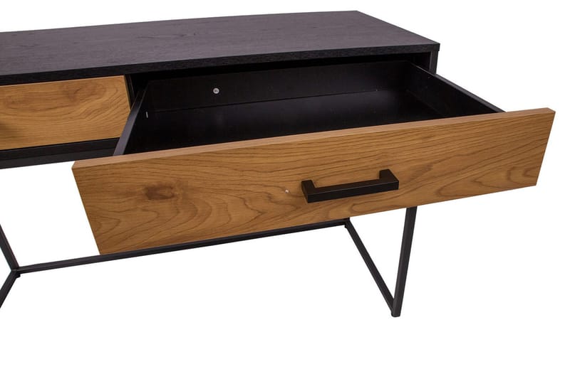 Nauerna Skrivebord 120 cm med Opbevaring 2 Skuffer - Egefarvet/Sort - Møbler - Borde - Kontorbord - Skrivebord