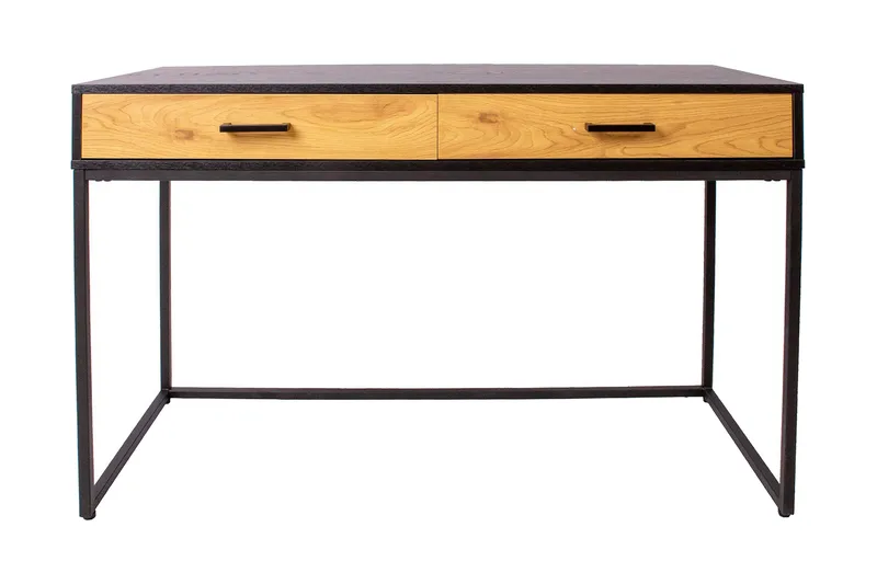 Nauerna Skrivebord 120 cm med Opbevaring 2 Skuffer, Egefarvet/Sort